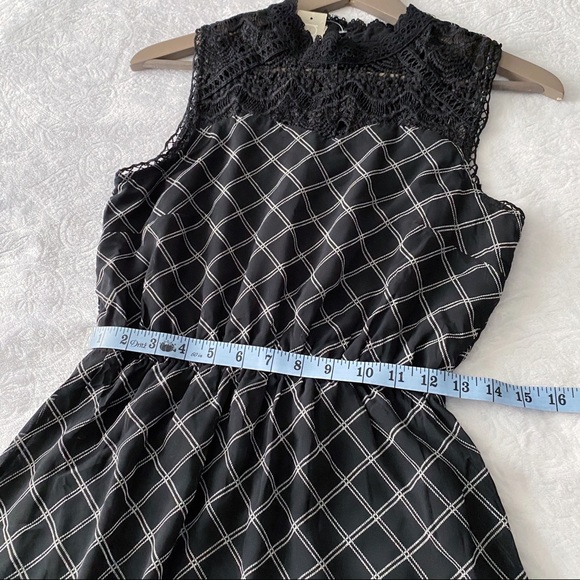 NWT Black Lace High Neck Plaid Dress vintage style LBD - Picture 3 of 10